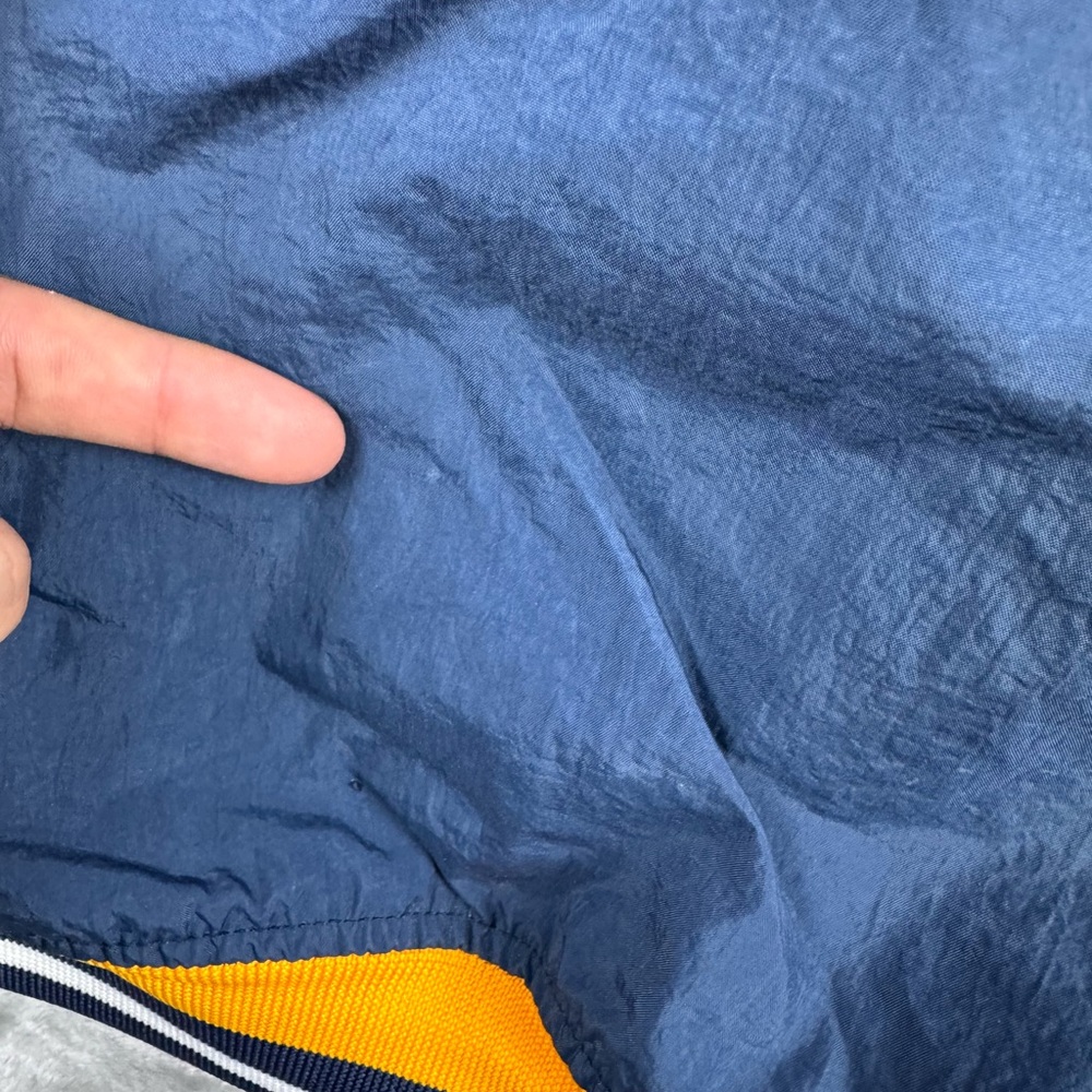 Vintage Nike Big Swoosh Windbreaker Pullover Pockets Navy Mens Large 90s Ribbed - Picture 8 of 16
